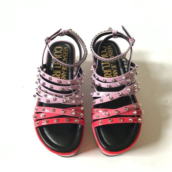 NWOB Versace Jeans Couture Mallory Platform Sandals Womens 35 5 Purple Red NEW - Picture 5 of 13